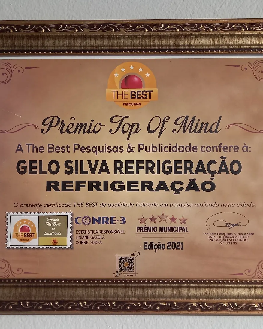 Certificado do Prêmio Top of Mind 2021